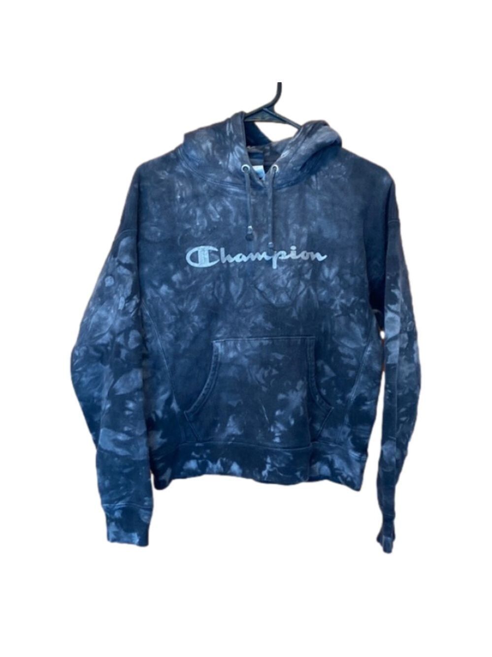 Champion Reverse Weave Grey Tie-Dye Pullover Hoodie Sweatshirt Size Medium